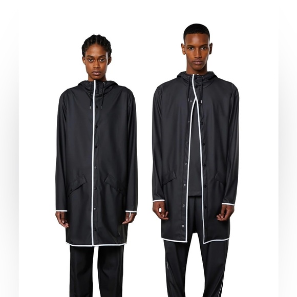 New RAINS UNISEX Long Jacket Reflective Medium $140 Black - Picture 4 of 9